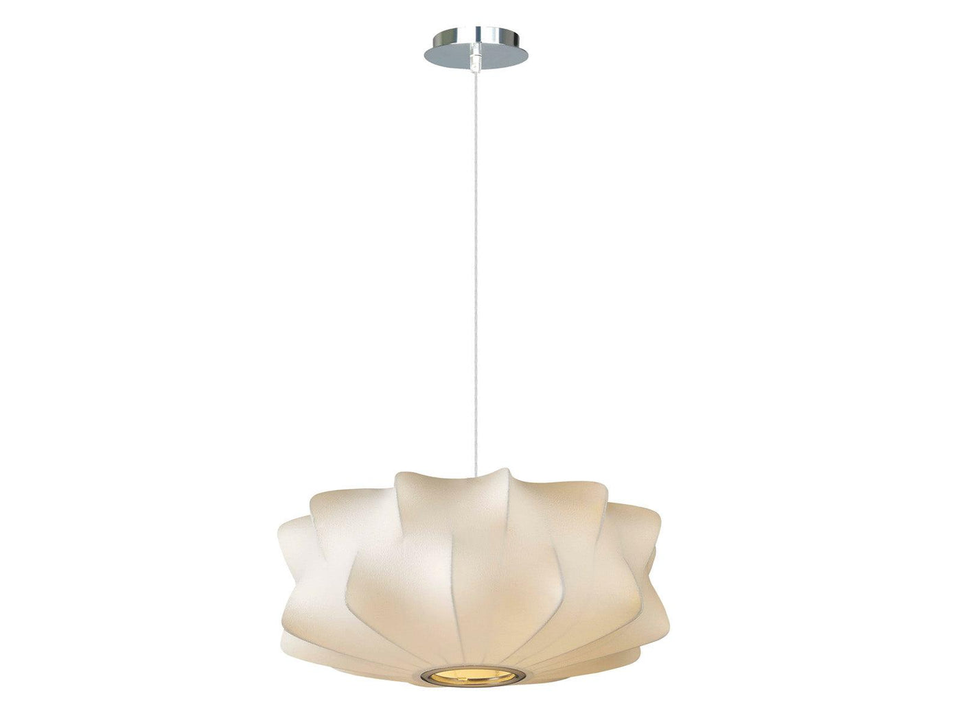 Chrome Frame with White Silk Shade Pendant / Chandelier - LV LIGHTING