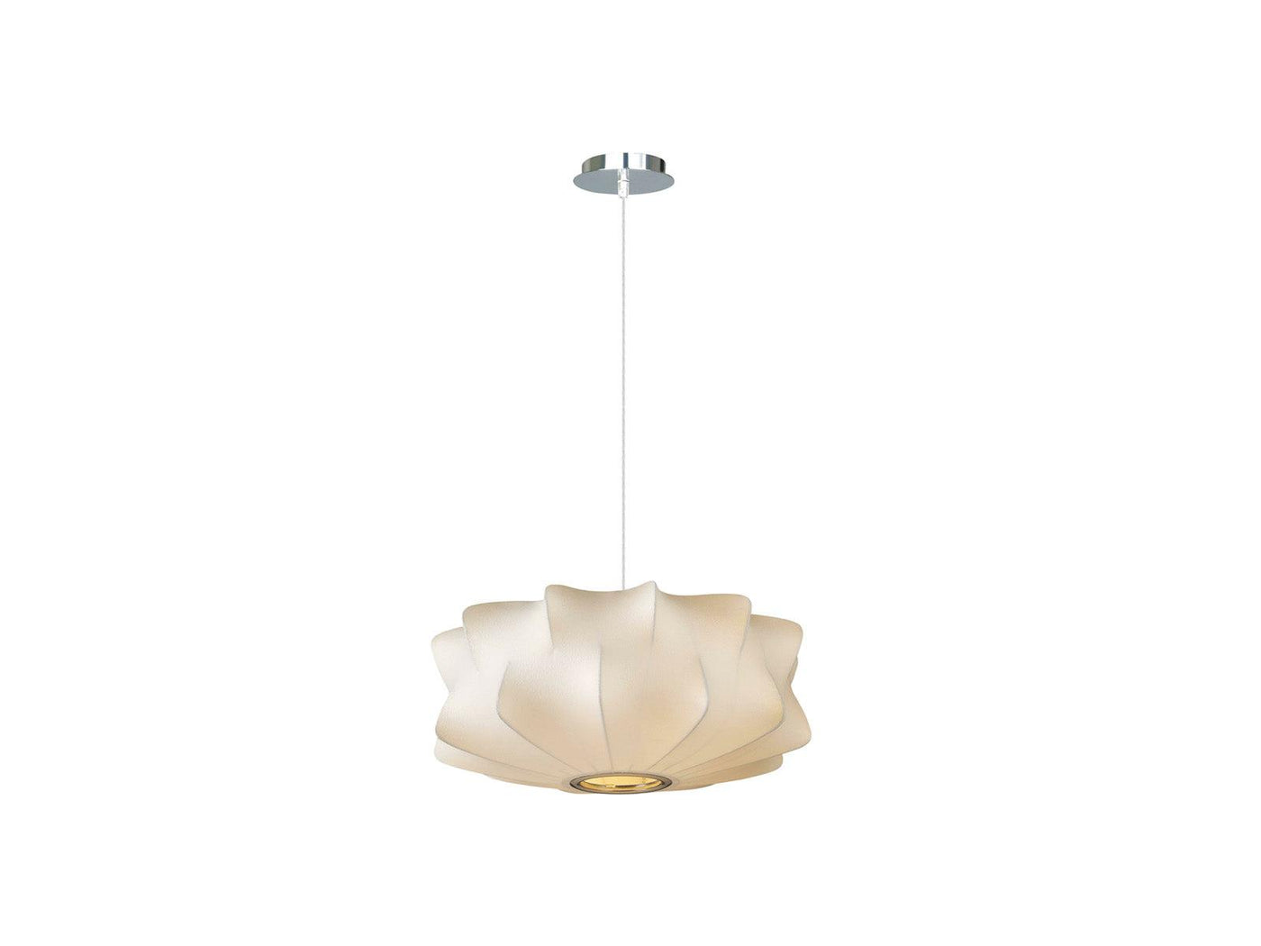 Chrome Frame with White Silk Shade Pendant / Chandelier - LV LIGHTING