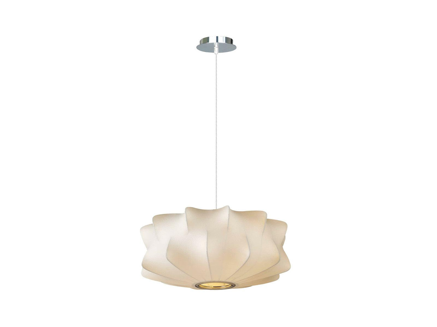 Chrome Frame with White Silk Shade Pendant / Chandelier - LV LIGHTING
