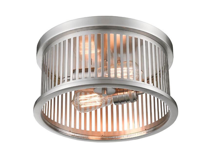 Steel with Linear Grill Shade Round Flush Mount - LV LIGHTING