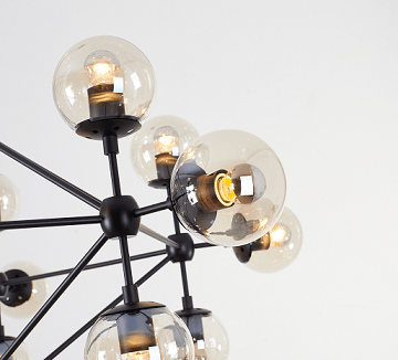 Steel Frame with Glass Globe Shade Chandelier - LV LIGHTING