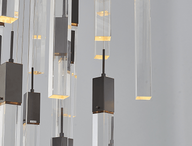 Steel with Clear Block Crystal Chandelier - LV LIGHTING