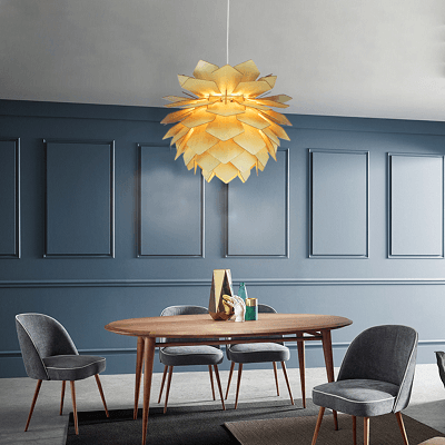 Natural Wood Artichoke Chandelier - LV LIGHTING