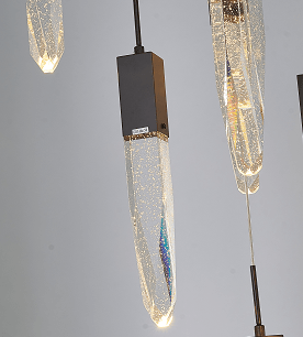 Steel with Clear Bubble Hanging Crystal Chandelier - LV LIGHTING