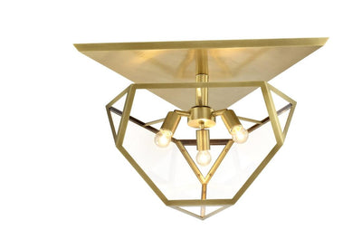 Aged Brass with Frosted or Clear Glass Shade Flush Mount - LV LIGHTING